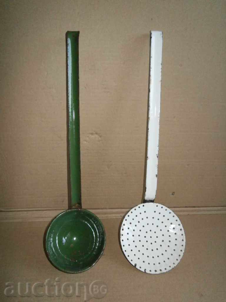 An old enameled ladle and grated spoon with price 20.00 BGN | € 10.23 An old enameled ladle and grated spoon with price 20.00 BGN | € 10.23