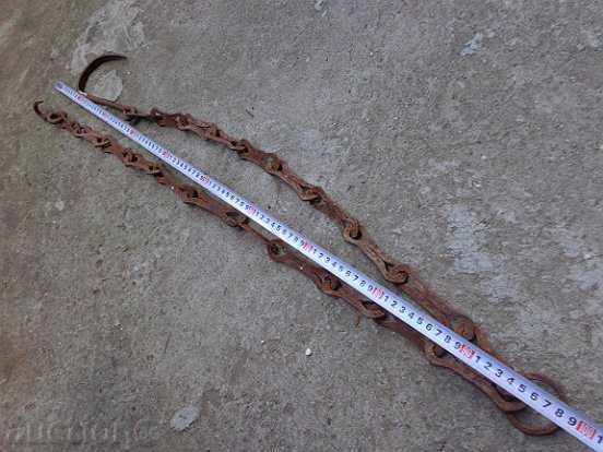 Old Wrought Iron Hearth Chain Wrought Iron Hook Chain - 6 Old Wrought Iron Hearth Chain Wrought Iron Hook Chain - 6