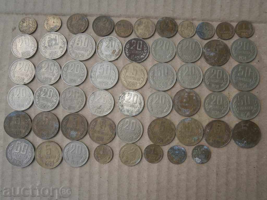 LOT  ЛОТ монети от соца 55бр 1989 1 2 5 20 50 стотинки и др.