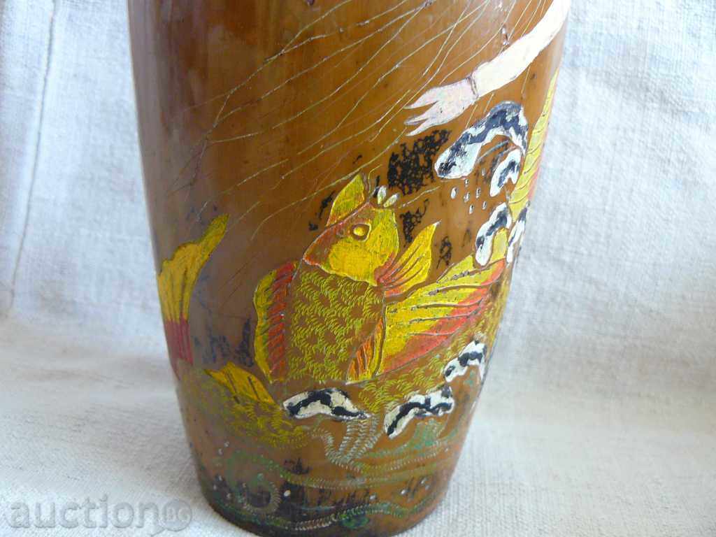 Auction Vase with a picture Mermaid - wood Auction Vase with a picture Mermaid - wood
