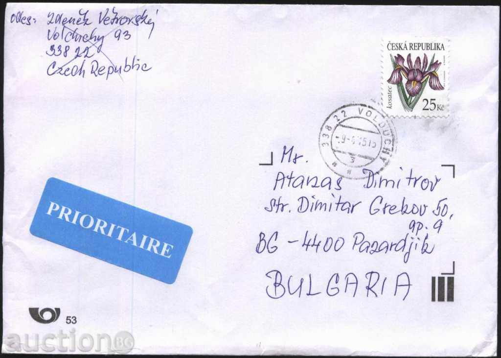 Traveled envelope with the Flower Iris 2010 brand from the Czech Republic