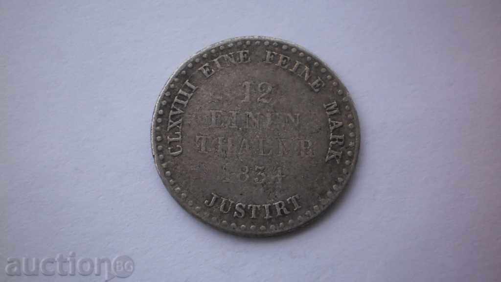 Хановер Германия Сребърни 12 eine Thaler 1834 Рядка Монета с цена € 58.80 | 115.00 лв.