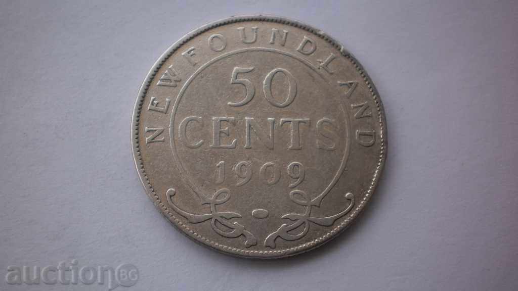 New Faunland Silver 50 Cents 1909 Pretty Rare Coin