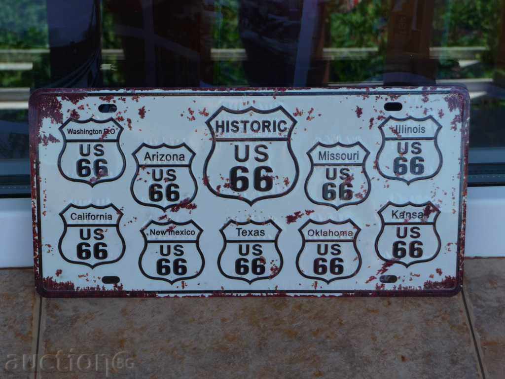 Метална табела номер щат Route 66 Американските щати ретро 2