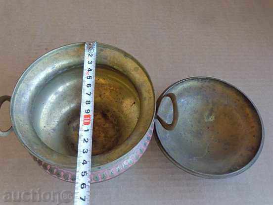 Brass vessel with enamel bowl urn antique interior item - 5 Brass vessel with enamel bowl urn antique interior item - 5