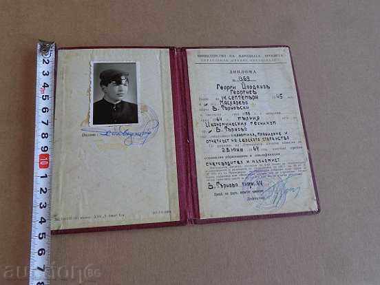 Auction  Old Diploma Certificate Document Card Ticket