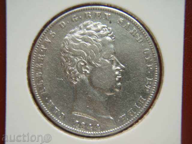 5 λιρέτες 1844 Ιταλία (Σαρδηνία) / Σαρδηνία Ιταλία - XF με τιμή 219.90 BGN | € 112.43