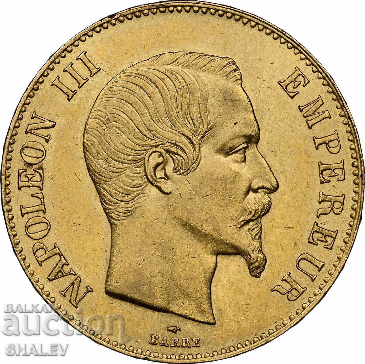 Licitație 100 franci 1859 A Franța (100 franci Franța) - AU58 (aur)
