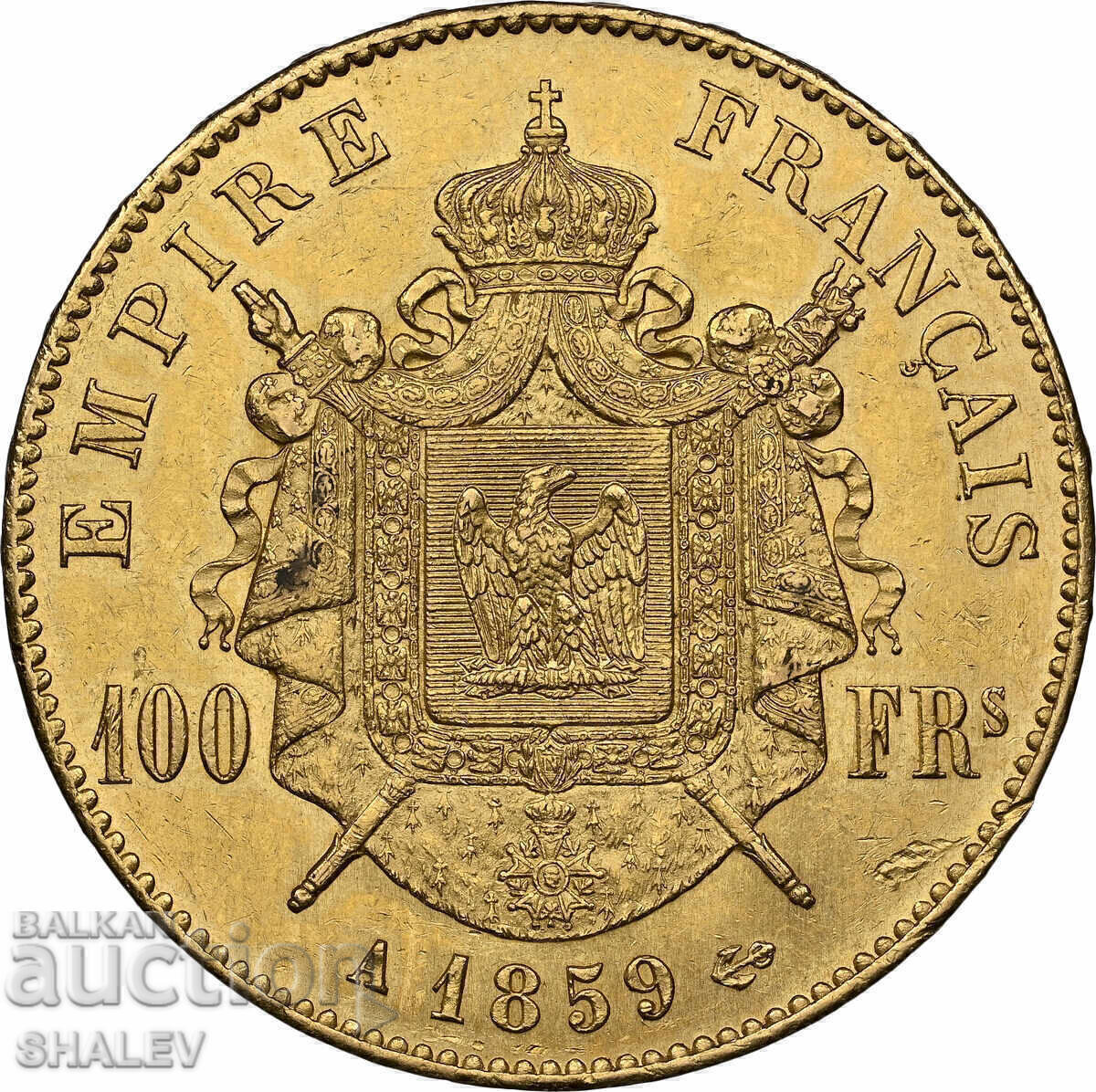 Delivery of 100 Francs 1859 A France (100 Francs France) - AU58 (gold) Delivery of 100 Francs 1859 A France (100 Francs France) - AU58 (gold)