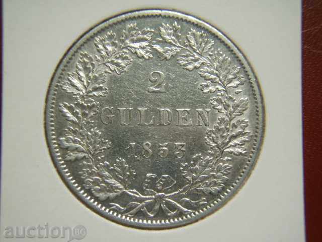 2 Gulden 1853 Frankfurt Free Stad (Statele Germane) - XF+