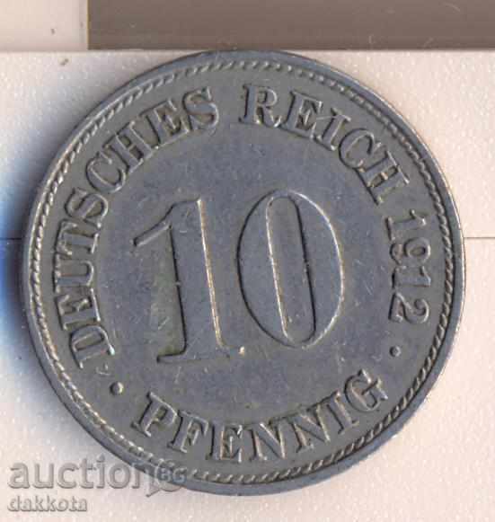 Germania 10 pfenigi 1912d Germania 10 pfenigi 1912d
