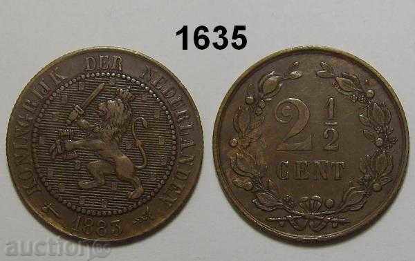 Холандия 2 ½ цент 1883 отлична XF рядка монета