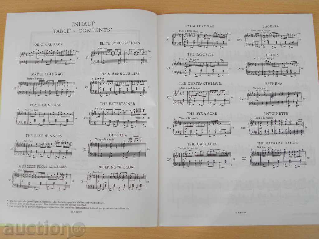 Доставка на Книга "RAGTIMES FÜR KLAVIER - I - SCOTT JOPLIN" - 92 стр. Доставка на Книга "RAGTIMES FÜR KLAVIER - I - SCOTT JOPLIN" - 92 стр.