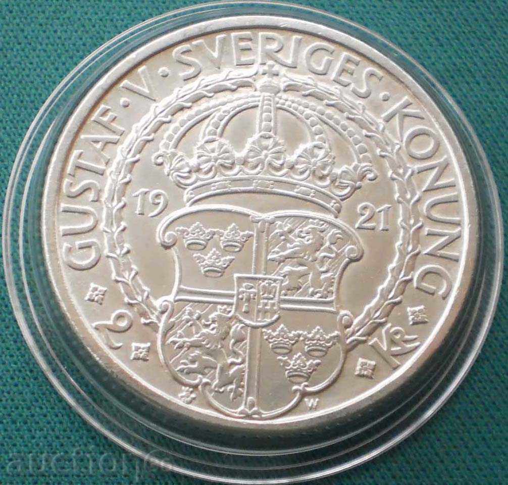 Livrarea Suedia 2 coroane 1921 UNC