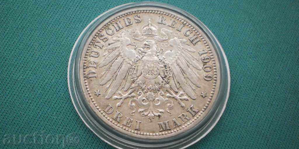 Licitație Germania 3 Timbre Reich 1909 AU