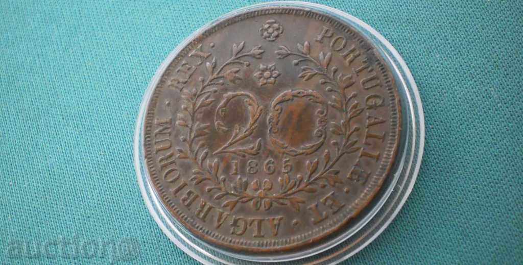 Licitație o-și Azori 20 Ray 1865 RRR Licitație o-și Azori 20 Ray 1865 RRR