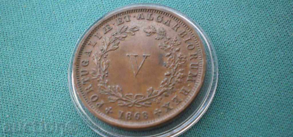Licitație Portugalia 5 Ray AU 1868 RR