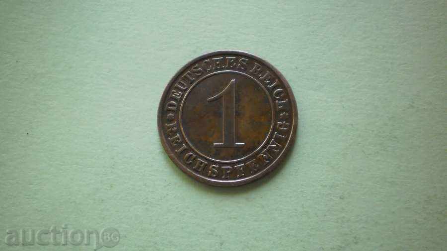 Cupru Moneda 1 Reichs pfennig 1934A Germania