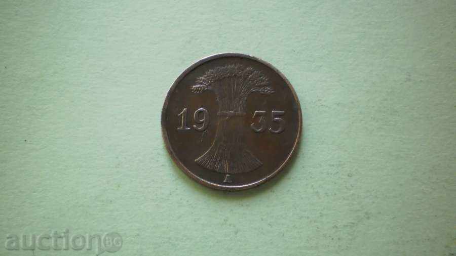 Cupru Moneda 1 Reichs pfennig 1935A Germania cu preț € 2.56 | 5.01 BGN Cupru Moneda 1 Reichs pfennig 1935A Germania cu preț € 2.56 | 5.01 BGN