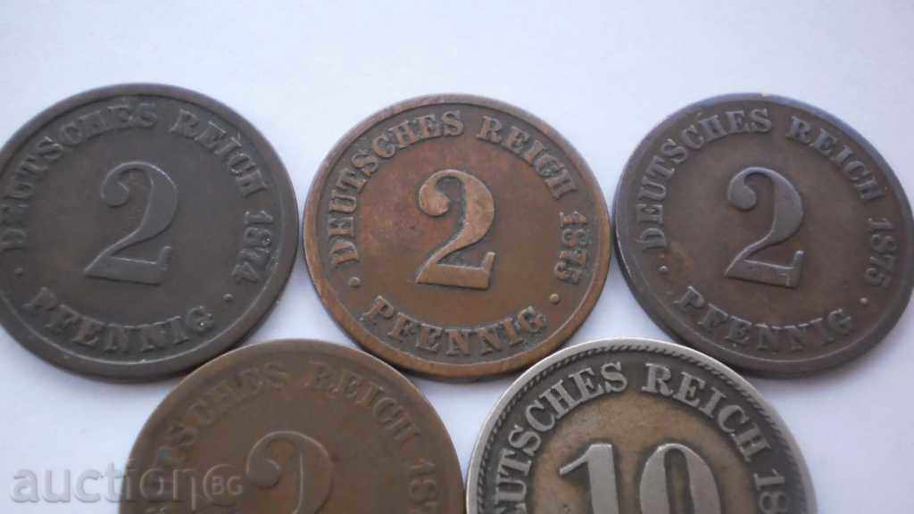 Lot Pfennig german 1874 - 1875 cu preț € 8.18 | 16.00 BGN