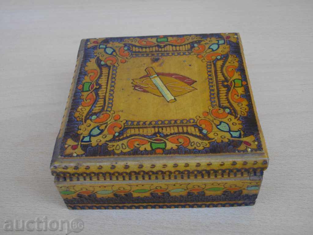 Auction Cigarette box pyrographic - 1 Auction Cigarette box pyrographic - 1