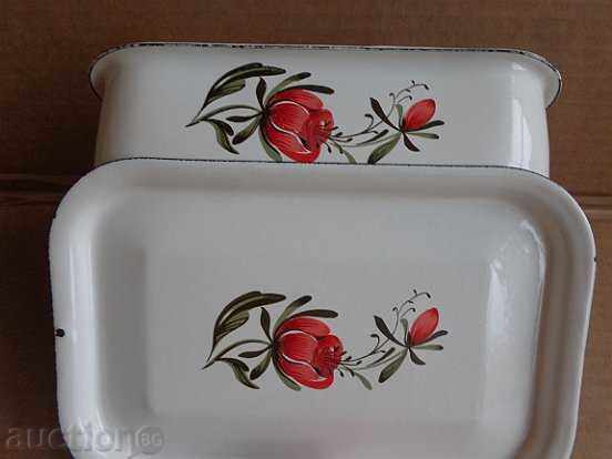 Old enameled food box, enamel bowl, pot - 6 Old enameled food box, enamel bowl, pot - 6
