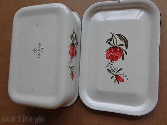 Old enameled food box, enamel bowl, pot - 7 Old enameled food box, enamel bowl, pot - 7