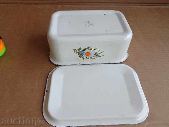 Old enameled food box, enamel bowl, pot - 5 Old enameled food box, enamel bowl, pot - 5