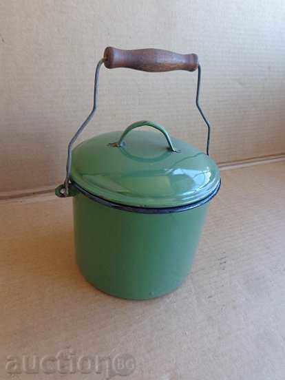 Enamelled cane with lid, enamelled container Colombia, Bulgaria - 5 Enamelled cane with lid, enamelled container Colombia, Bulgaria - 5