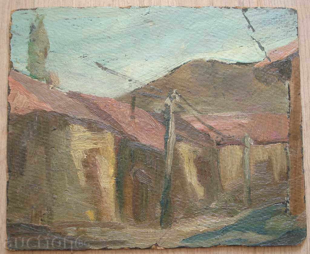 Delivery of 919 Vl.Auram landscape double sided oil cardboard signed Delivery of 919 Vl.Auram landscape double sided oil cardboard signed