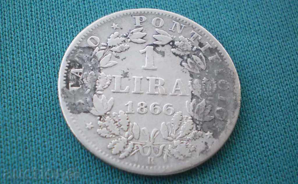 Livrarea Vatican - Pius IX AN XXI 1 Pound 1866 R