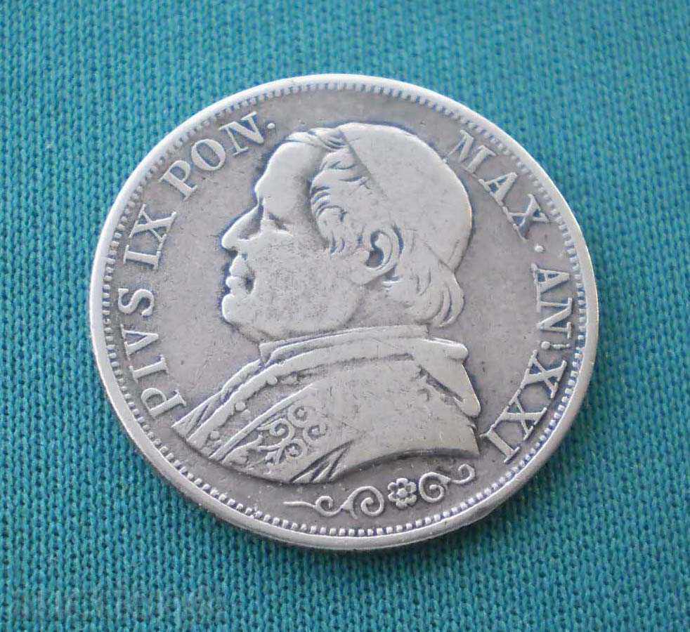 Vatican - Pius IX AN XXI 1 Lira 1866 R