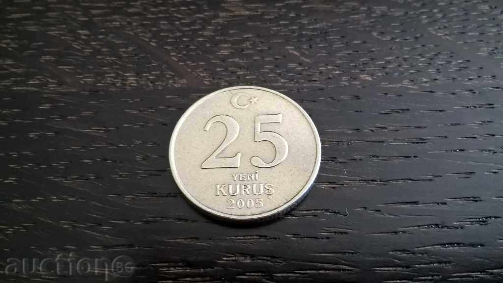 Монета - Турция - 25 куруша | 2005г.