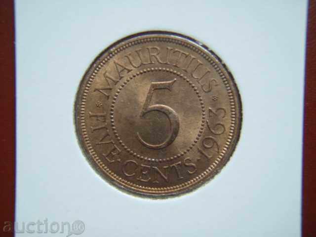 5 cenți 1963 Mauritius (5 cenți Mauritius) - Unc