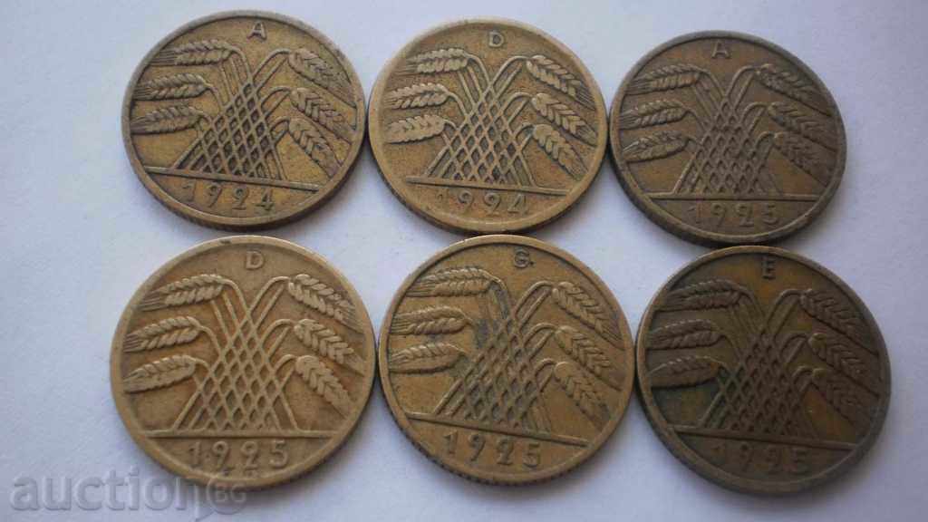 Livrarea Germania Weimar Republic Lot 6 Monede 1924.