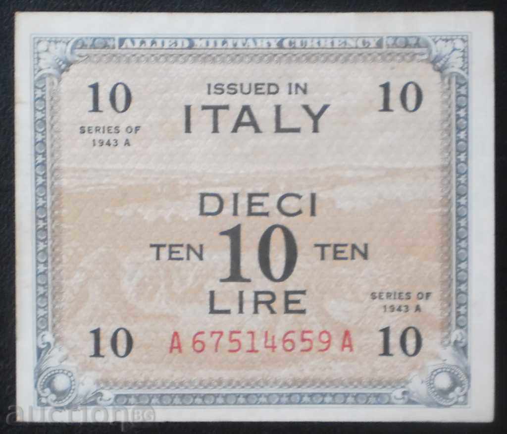 Collection Banknote Italy 10 Pounds 1943 R rare