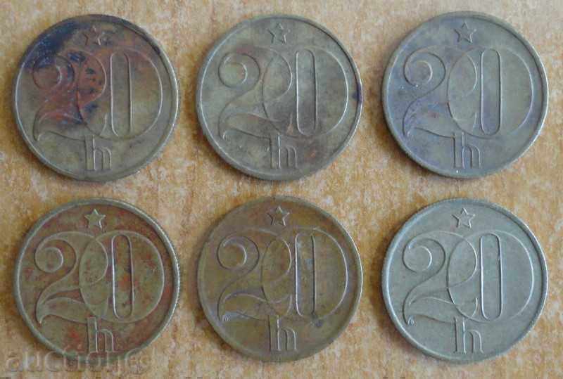 20 Halers 1973, 1976, 1977, 1978, 1987 - Cehoslovacia