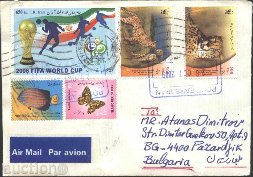 Traveled envelope with Butterflies, Football, Fish, WWF from Iran