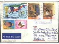 Traveled envelope with Butterflies, Football, Fish, WWF from Iran