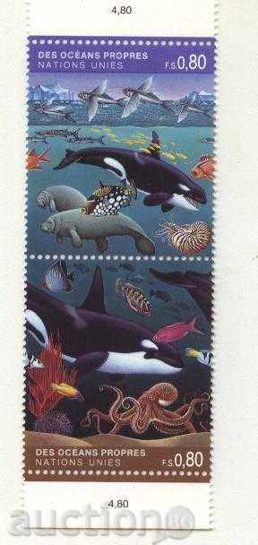 Чисти марки Морска Фауна  1992  ООН  Женева
