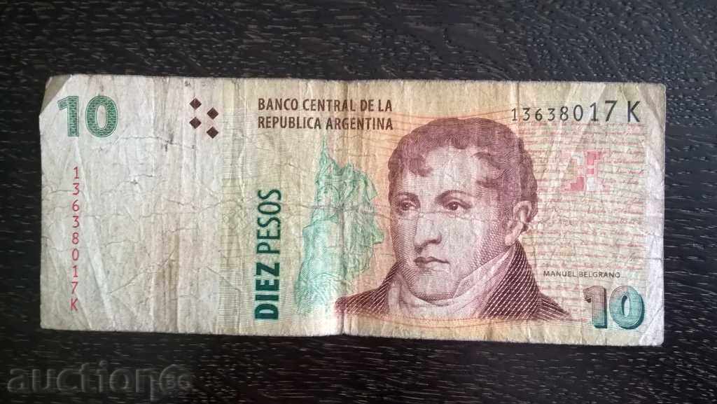 Τραπεζογραμμάτιο - Αργεντινή - 10 πέσος