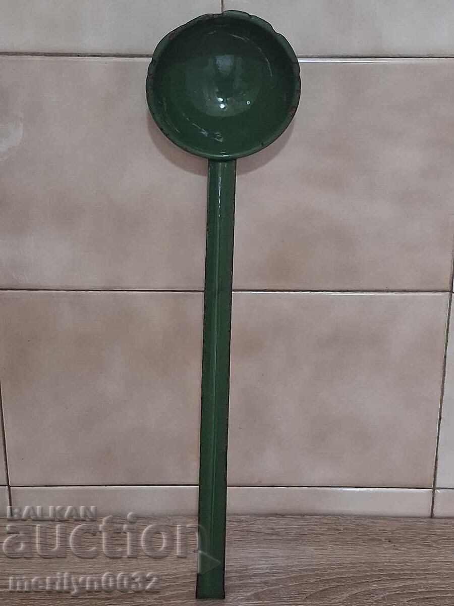 Δημοπρασία Παλιά εμαγιέ κουτάλα, σμάλτο κουτάλι, πρώιμο σοκ, NRB