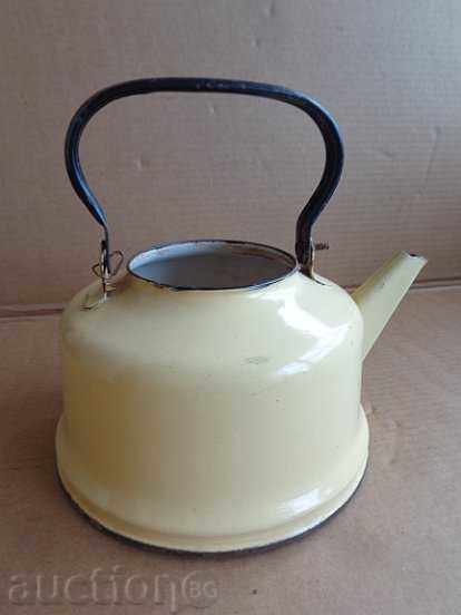 Емайлиран чайник от саца, съд с емайл, СССР