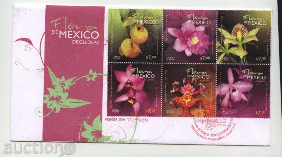 Първодневен плик FDC  Орхидеи 2010 от Мексико