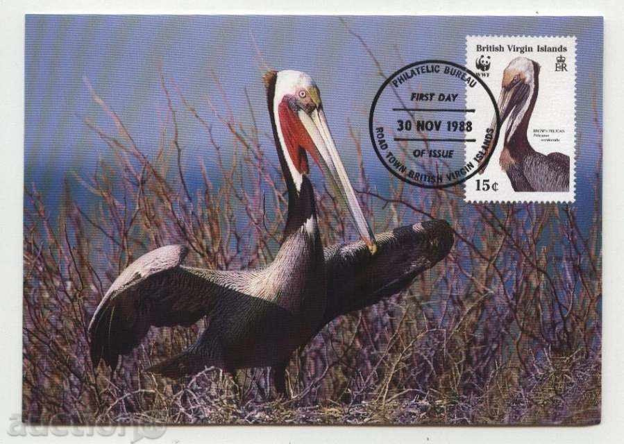 Max Maps (KM) WWF Pelicans 1988 from Virgin Islands with price 10.50 BGN | € 5.37