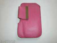 Pink leather case for GSM