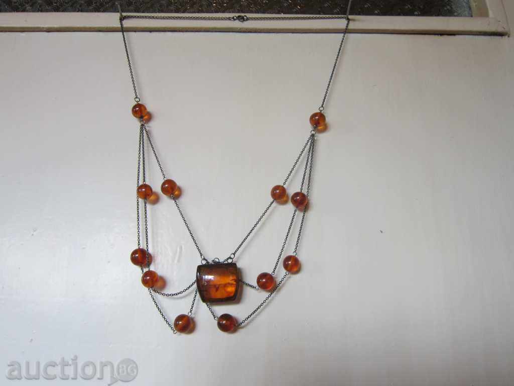 The unbelievable Russian silver necklace necklace 875 baltic amber