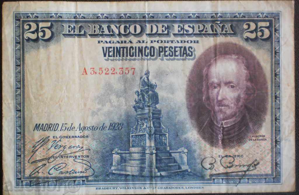 Collection Banknote Spain 25 Pesos 1928 R rare with price € 3.07 | 6.00 BGN