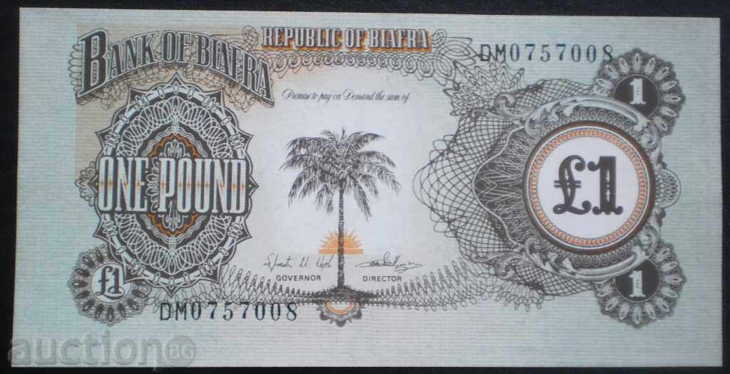 Colectia de bancnote Biafra 1 Pound 1968 UNC R rare