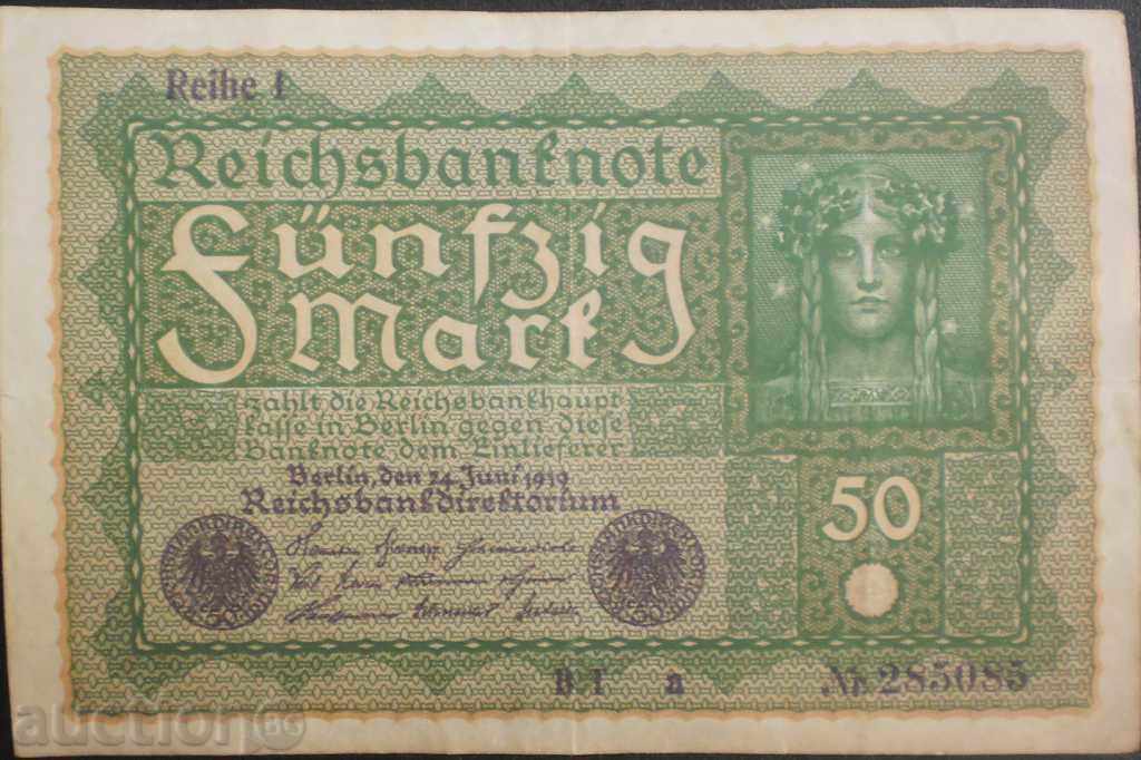 Banknote Germany 50 Marks 1919 RR rare